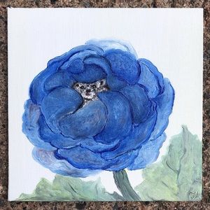 Flower Bed Signed Oil Painting Original Art Canvas